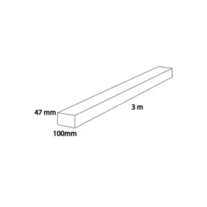 PACK OF 20 (Total 20 Units) - 47mm x 100mm Regularised Treated Sawn Timber C24 - 3000mm Length