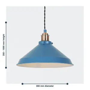 First Choice Lighting Maxwell Mirage Blue Brushed Copper Ceiling Pendant Light