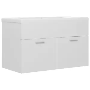 Saona 800mm Single Bathroom Vanity with Integrated Ceramic Basin Gloss White