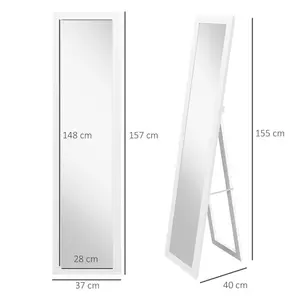 Mahalet Rectangle Wood Floor Mirror White