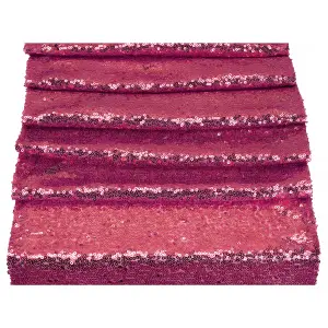 Neel Blue 11x108 Inch Shimmer Sequin Table Runner Glitter Fabric, Fucshia