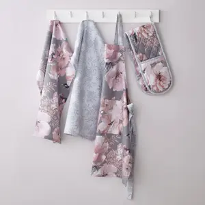 Catherine Lansfield Kitchen Dramatic Floral 70x80cm Adult Apron Grey