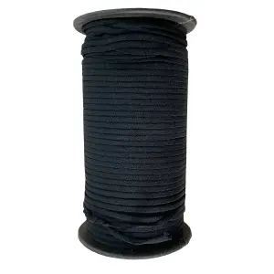 3mm Wide Flat Elastic Band, Soft Stretchy Strap Elastic Cord, Black - 25 meters