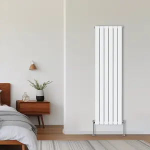 Rinse Bathrooms Vertical Radiators 1800x408mm Flat Panel Column Designer Radiator White Single Radiators Central Heating