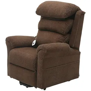 Dual Motor Rise and Recline Armchair - Waterfall Pillow - Brown Chenille Fabric