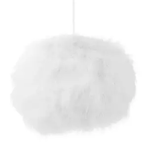 Modern and Distinctive Small Real White Feather Decorated Pendant Light Shade