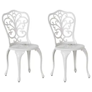 Set of 2 Garden Chairs TRIORA Metal White