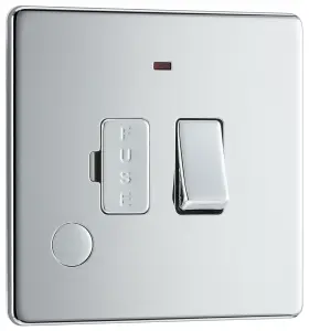 BG Electrical FPC53 Nexus Screwless Flat-Plate Switched Fused Connection Spur Unit Flex Outlet Polished Chrome Neon 13A