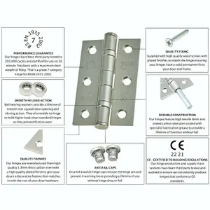 EAI - 3" Internal Door Hinges & Screws G7 FD30  - 76x50x2mm Square - Dark Bronze