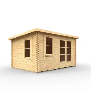 12ft x 12ft (3550mm x 3550mm) Horsforth "The Dakota" 44mm Log Cabin With 2 Opening Windows