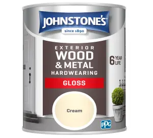 Johnstone's Exterior Hardwearing Gloss Paint Cream - 750ml