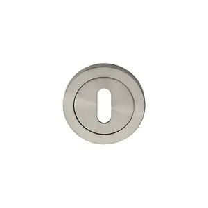 Round Lock Profile Escutcheon 52mm Dia Concealed Fix Satin Steel