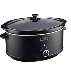 Black Stainless Steel Slow Cooker Removable Ceramic Pot Bowl Keep Warm 6.5L