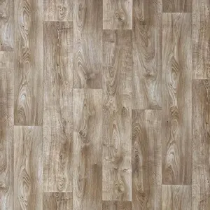 Dark Beige Wood Effect Vinyl Flooring For Kitchen, Bathroom, Dining Room, 2.0mm Thick Vinyl Sheet -1m(3'3") X 2m(6'6")-2m²