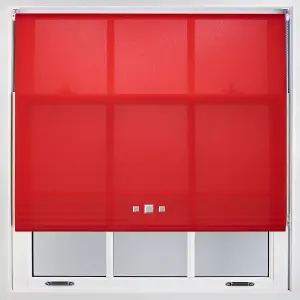 Furnished Trimmable Roller Blind with Triple Square Eyelets and Metal Fittings - Red Daylight Shade (W)240cm x (L)210cm