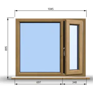 1045mm (W) x 895mm (H) Wooden Stormproof Window - 1/3 Right Opening Window - Toughened Safety Glass