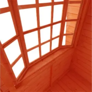 INSATLLED - 10ft x 8ft (2.95m x 2.35m) Wooden Bay Window T&G APEX Summerhouse (12mm T&G Floor + Roof) (10 x 8) (10x8)