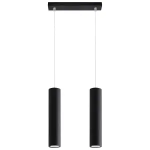 Lagos Steel Black 2 Light Classic Pendant Ceiling Light