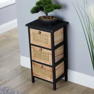 Home Source Mosina 3 Drawer Rattan Storage Chest