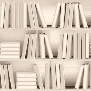 Modern Library Wallpaper In Cream