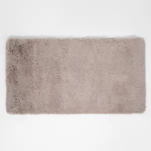 Fluffy Rug Anti-Slip Plain Shaggy Floor Mat, Natural - 120 x 170cm