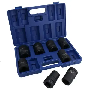 1in Drive Double Deep Metric MM Impact Sockets 6 Sided 24mm -38mm 8pc