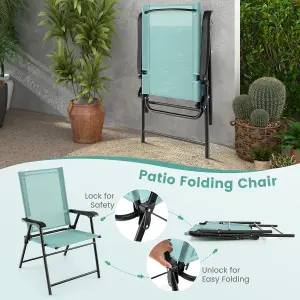 Costway Set of 2 Patio Folding Dining Chairs Outdoor Portable Sling Back Chairs