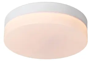 Lucide Biskit Modern Flush ceiling light Bathroom 23cm - LED - 1x12W 2700K - IP44 - White