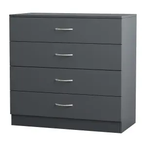 SunDaze Chest of Drawers Bedroom Furniture Bedside Cabinet with Handle 4 Drawer Grey 75x36x72cm