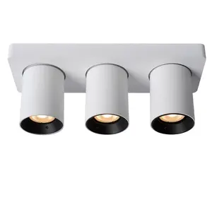 Lucide Nigel Modern Ceiling Spotlight - LED Dim to warm - GU10 - 3x5W 2200K/3000K - White