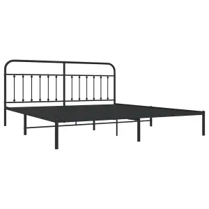 Berkfield Metal Bed Frame with Headboard Black 200x200 cm