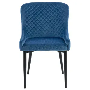 Set of 2 Dining Chairs SOLANO Velvet Navy Blue