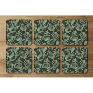 Square 6 Piece Coaster Set (Set of 6) Green