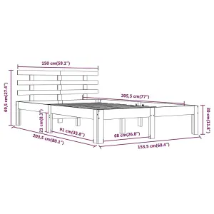 Berkfield Bed Frame Black Solid Wood 150x200 cm King Size