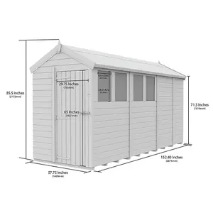 DIY Sheds 5x13 Apex Shed - Single Door With Windows