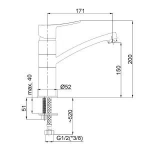 Hommix Rubineta Static-19 Long Reach Chrome Basin Tap