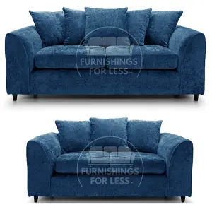 Monaco Chenille Fabric Sofa Set 3 and 2 Seater sofa   Blue