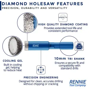 16mm Diamond Hole Saw Drill Bit For Tiles, Ceramic, Porcelain. Holesaw