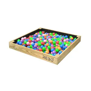 Rebo Wooden Sandpit Ball Pool Square Frame Sandbox 100cm x 100cm