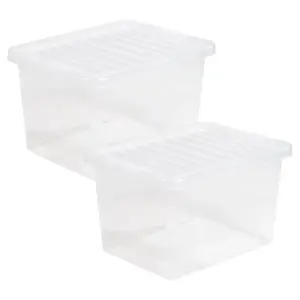 3 x Heavy Duty Multipurpose 27 Litre Home Office Clear Plastic Storage Containers With Lids