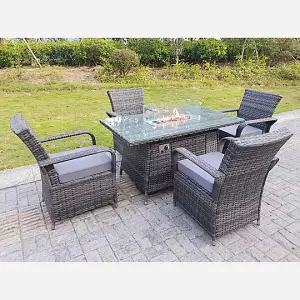 Derby 4 Seater Rattan Garden Set with Fire Pit