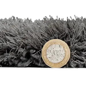 Black/Grey Handmade Modern Shaggy Easy to Clean Abstract Optical/ (3D) Rug For Dining Room Bedroom And Living Room-120cm X 170cm