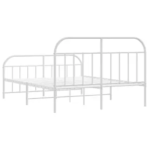 Berkfield Metal Bed Frame with Headboard and Footboard White 135x190 cm