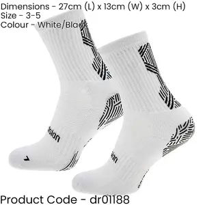 Size 3-5 JUNIOR Anti Slip Grip Sports Socks - WHITE - Football Gym Running