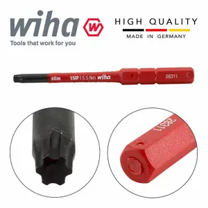 Wiha SlimBits Torx Plus Screwdriver 15IP Head 75mm  1000v VDE Electrician 43149