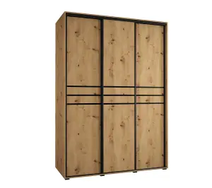 Elegant Oak Artisan Sliding Wardrobe W180cm H205cm D60cm - Versatile Storage with Natural Charm