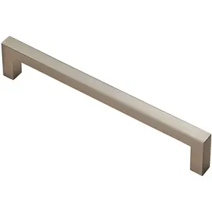 Square Block Pull Handle 170 x 10mm 160mm Fixing Centres Satin Nickel