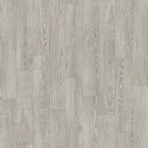 Grey Modern Wood Effect Anti-Slip Vinyl Flooring for Home, Shops, Offices, 3.5mm Thick Vinyl Sheet-7m(23') X 2m(6'6")-14m²