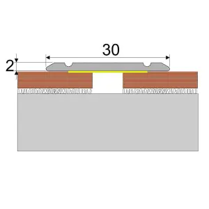 A02 930mm x 30mm 2.7mm Anodised Aluminium Flat Self Adhesive Door Threshold Strip - Inox, 0.93m