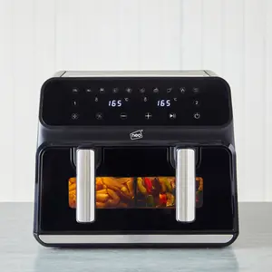 Neo Black Electric 8.5L Digital Air Fryer with Dual Drawer and Glass Viewing Window